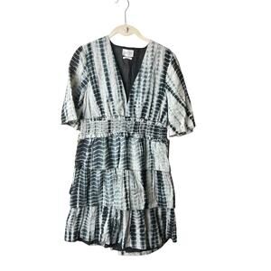 Saylor Syden Mini Tie Dye w/ Mettallic V Neck Black & White Size S‎